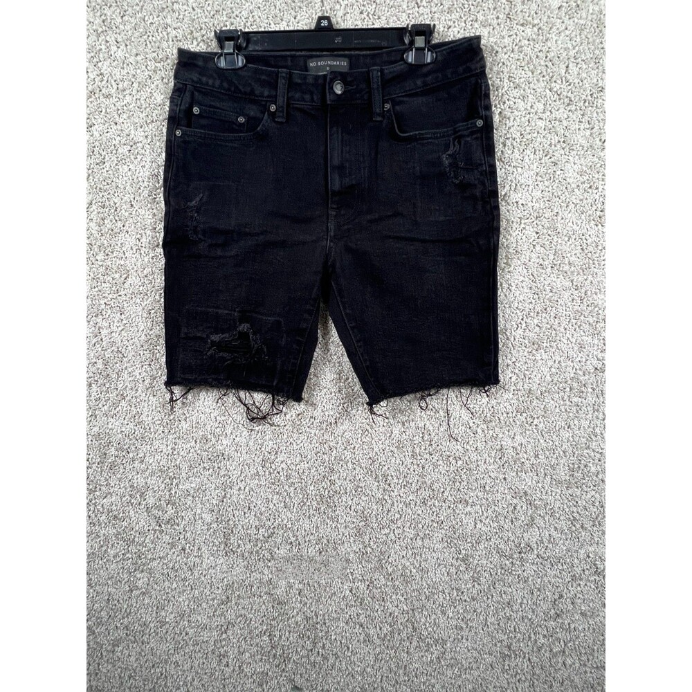 Mens No Boundaries Slim Fit Denim Jean Shorts Distressed Size 32  Raw Hem